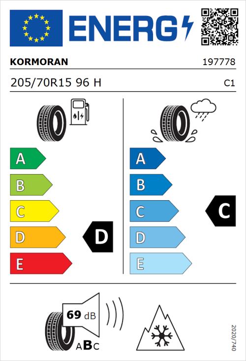 Tyre Label for Kormoran SUV Summer 205/70R15 96H